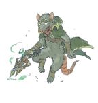  2014 clothing doublebite_(artist) eyewear fur goggles green_fur holding_object holding_weapon jacket league_of_legends male mammal rat riot_games rodent simple_background solo twitch video_games weapon white_background 