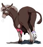  2016 anus blush butt donkey equine etheross female feral looking_back mammal presenting pussy simple_background solo teats 