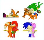  amy_rose bra breasts butt butt_grab candy charmy_bee chocolate clothing food fruit hand_on_butt hi_res knuckles_the_echidna manic_the_hedgehog marine_the_raccoon panties shade_the_echidna side_boob simple_background sonic_(series) sonic_boom sonic_the_hedgehog sticks_the_jungle_badger tail_grab underwear 