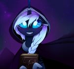  blue_eyes blue_fur book braided_hair detailed_background eyelashes female feral friendship_is_magic fur hair hooves horn looking_at_viewer magnaluna mammal my_little_pony night outside princess_luna_(mlp) sky smile solo star starry_sky teeth white_hair 