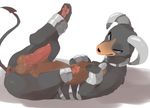  animal_genitalia animal_penis anus balls canine canine_penis houndoom knot looking_at_viewer lying male mammal nintendo on_back paws penis pok&eacute;mon simple_background solo video_games white_background ぬこちー 
