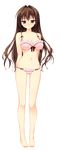  :o arms_behind_back ass_visible_through_thighs barefoot blush bow bow_bra bra breasts brown_hair cleavage frilled_bra frilled_panties frills full_body hair_intakes highres imouto_no_seiiki large_breasts long_hair looking_at_viewer nase_yukana navel nose_blush panties ryouka_(suzuya) solo standing string_panties transparent_background underwear v-shaped_eyebrows 