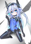  bangs blue_eyes bodysuit breasts gauntlets hair_between_eyes headgear highres langley1000 long_hair looking_at_viewer md5_mismatch neptune_(series) next_black noire power_symbol small_breasts solo symbol-shaped_pupils very_long_hair visor white_hair 