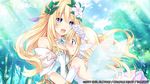  blonde_hair blue_eyes blush bouquet_(choujigen_game_neptune) breast_grab breast_smother breasts cleavage dress fairy_wings forest grabbing green_eyes heart heart-shaped_pupils large_breasts long_hair multiple_girls nature neptune_(series) official_art open_mouth smile symbol-shaped_pupils tsunako vert very_long_hair wings yuri 