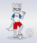  ball canine cosplay cub cute eyewear glasses mammal russia soccer sport tobby tobby_wolf wolf young zabivaka 