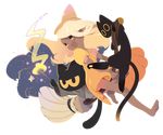  alpha_transparency animal barefoot black_cat black_eyes broom broom_riding cat dark_skin dress google halloween hat looking_afar maruco momo_(google_doodle) no_mouth robe smile trait_connection transparent_background wand witch witch_hat yellow_(google_doodle) yellow_sclera 