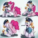  2016 butt clothed clothing copper_top_(mlp) duo earth_pony equine eye_contact eyewear female feral friendship_is_magic hair handcuffs hat hi_res hooves horse long_hair mammal my_little_pony necktie open_mouth police_uniform pony shackles sunglasses torn_clothing uniform variant_(artist) vore 