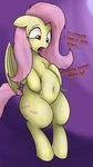  2016 absurd_res bat_pony bat_wings cutie_mark dialogue english_text female feral flutterbat_(mlp) fluttershy_(mlp) friendship_is_magic hair hi_res long_hair membranous_wings my_little_pony navel solo text variant_(artist) wings 