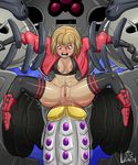  anal android anus breasts butt clothing female hair humanoid hyper hyper_penis kiddeathx_(artist) legwear machine male male/female nipples open_mouth penis prodding pubes pussy red_eyes robot size_difference tears 