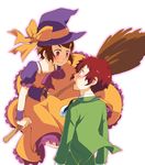  1_boy 1_girl brom broom_riding digimon digimon_adventure_02 goggles motomiya_daisuke witch yagami_hikari 