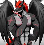  bearlovestiger13 blood knife male muscular muscular_male nude pubes tongue tongue_out wings 