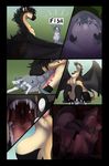  2016 ambiguous_gender bat_wings black_fur black_hair blue_fur comic costume dragon drooling duo english_text fish fur furred_dragon hair internal male marine membranous_wings neck_bulge nude nummynumz open_mouth saliva sergal sharp_teeth sign signature sitting size_difference swallowing tartiidrake_(character) teeth text tongue tongue_out vore white_fur wings 