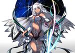  absurdres altera_(fate) ass_visible_through_thighs bare_shoulders dark_skin fate/grand_order fate_(series) highres hips karlwolf looking_at_viewer photon_ray red_eyes solo sword thigh_gap thighs veil weapon white_hair 