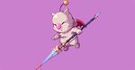  abysswolf closed_eyes demon_wings final_fantasy final_fantasy_vi floating mog moogle pixel_art polearm purple_background spear weapon white_fur wings 