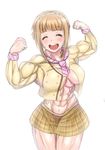  1girl abs breasts female muscle smile tokyo_7th_sisters tsunomori_rona 