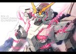  character_name engrish glowing glowing_eyes gundam gundam_unicorn light_particles mecha no_humans nt-d ranguage unicorn_gundam 