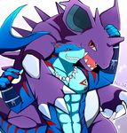  anthro bearlovestiger13 compression_artifacts male male/male muscular muscular_male nidoking nintendo nude pok&eacute;mon poke_ball video_games 