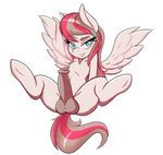  ambris balls bedroom_eyes blush chest_tuft equine erection feathered_wings friendship_is_magic hair half-closed_eyes mammal my_little_pony navel pegasus penis raised_eyebrow seductive simple_background smile solo tuft vein white_background wings 