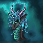  blue_hair dragon eyebrows eyelashes female feral green_eyes hair horn nude oksara scalie simple_background solo 