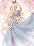  :o alice_(wonderland) alice_in_wonderland blonde_hair blue_eyes hairband highres long_hair miruhi_(pixiv12262111) open_mouth puffy_short_sleeves puffy_sleeves short_sleeves skirt_hold solo very_long_hair 