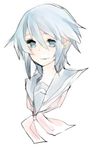  alternate_costume aqua_(kingdom_hearts) bad_id bad_pixiv_id bangs blue_eyes blue_hair blush closed_mouth countdown09 hair_between_eyes kingdom_hearts kingdom_hearts_birth_by_sleep looking_at_viewer school_uniform serafuku short_hair simple_background smile solo upper_body white_background 