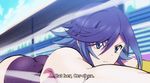  2girls animated animated_gif ass blue_hair hip_attack keijo!!!!!!!! kotone_fujisaki multiple_girls subtitled swimsuit water 