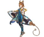  animal_ears brown_hair cailana erune full_body granblue_fantasy green_eyes headband minaba_hideo official_art short_hair skin_tight smile solo standing surfboard transparent_background 