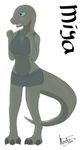  2016 3_toes anthro blue_eyes blush breasts claws clothing cute digital_media_(artwork) female green_skin hi_res kodus lizard miya open_mouth reptile scalie solo standing toe_claws toes tongue 