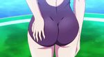  2girls animated animated_gif ass black_hair blue_hair hip_attack kaminashi_nozomi keijo!!!!!!!! kotone_fujisaki multiple_girls subtitled swimsuit water 