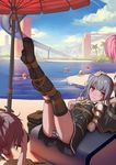  6+girls aoba_(kantai_collection) arms_behind_back asymmetrical_legwear bangs bdsm beach_umbrella black_dress black_legwear blonde_hair blue_hair blush bondage bound bound_arms bound_legs box_tie breasts brown_eyes buttons camera chair cloud crotch_rope day dress embarrassed eyebrows eyebrows_visible_through_hair feet femdom frown gloves grey_hair hand_on_another's_head highres holding holding_camera humiliation i-168_(kantai_collection) i-19_(kantai_collection) i-58_(kantai_collection) i-8_(kantai_collection) kantai_collection kasumi_(kantai_collection) legs_together legs_up long_hair long_legs long_sleeves looking_at_viewer lounge_chair lying multiple_girls no_shoes on_back out_of_frame outdoors palm_tree panties pantyshot pantyshot_(lying) partially_submerged pinafore_dress pink_hair pool poolside public red_hair remodel_(kantai_collection) restrained ro-500_(kantai_collection) rope shibari shibari_over_clothes shiranui_(kantai_collection) short_hair side_ponytail single_thighhigh sky skyline slide small_breasts solo_focus striped striped_panties swimming taking_picture thighhighs thighs tokinohimitsu tree umbrella underwear water water_slide waterpark wavy_mouth white_gloves 