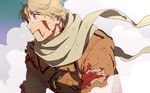  axis_powers_hetalia blood blood_from_mouth blood_on_face bloody_clothes coat constricted_pupils cuts dashi_(minzoku_gb) injury male_focus russia_(hetalia) sky solo steam sweat torn_clothes winter_clothes winter_coat 