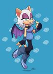  2016 anthro bat bat_wings clothed clothing female gabs-sam gloves green_eyes half-closed_eyes leggings legwear lipstick looking_at_viewer makeup mammal membranous_wings pose rouge_the_bat smile solo sonic_(series) sonic_boom wings 