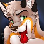  anthro canine fangs fur hair jackiejackal looking_at_viewer male mammal open_mouth smile solo teeth tongue tongue_out 