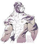  abs catsudon feline half-length_portrait looking_at_viewer male mammal muscular navel nipples pecs penis penis_base portrait pubes restricted_palette signature solo sweat tiger vein veiny_penis 