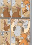  anthro canine comic dialogue duo english_text female fox male mammal manga mikaduki_karasu nude penis pokko pussy raccoon text translated tsuki 