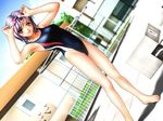  adjusting competition_swimsuit game_cg joy_ride libido one-piece_swimsuit outdoor purple_hairsokkou_hikaku_jirai_circle short_hair swimming_googles swimsuit 