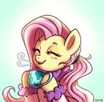  2016 cup earth_pony equine eyes_closed female fluttershy_(mlp) friendship_is_magic hair horse mammal my_little_pony pink_hair pony scarf simple_background smile solo sorcerushorserus steam 
