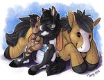  2015 anthro black_fur black_hair black_tail blue_background clothed clothing cub cute diaper digital_media_(artwork) equine eyes_closed fur hair hooves horse male mammal multicolored_fur plushie signature simple_background sitting sleeping smile solo thayrustback two_tone_fur white_fur young 