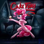  anthro blue_eyes cupcake cutie_mark earth_pony english_text equine eyelashes female food friendship_is_magic hair hooves horse kung_fury mammal my_little_pony nude oksara pink_hair pinkie_pie_(mlp) pony solo text 