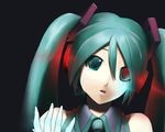  bicolored_eyes black close hatsune_miku poaro vocaloid 