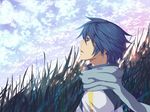  bad_id bad_pixiv_id blue_eyes blue_hair day kaito male_focus nayu scarf sky solo vocaloid 