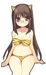  animal_print arima_senne bra breasts brown_hair cleavage cosplay curvy glasses horns kashiwamochi_yomogi large_breasts lingerie long_hair lum lum_(cosplay) original panties red_eyes solo tiger_print underwear underwear_only urusei_yatsura 