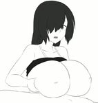  animated animated_gif black_and_white breast_grab breast_press breasts huge_breasts inverted_nipples long_hair nao_(ritsancrossover) nipples open_mouth original paizuri 
