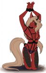  anthro bound clothing dragon equine female horn hybrid jackiejackal kneeling looking_at_viewer mammal mostly_nude panties rope rope_bondage rope_harness solo underwear unicorn 