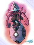  2016 anthro anthrofied areola big_breasts black_skin blush breasts clothed clothing english_text female hair latiar long_hair navel nintendo nipples pink_hair pink_nipples pok&eacute;mon pok&eacute;morph solo tapu_lele text topless video_games watermark 