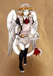  angel_dragon beverage cerezo clothed clothing crossdressing dragon maid_uniform male scalie siegfried solo tagme tea uniform 