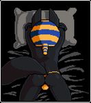  animated anthro anubian_jackal anubis anubis_and_the_buried_bone arms_above_head bed bikini bird&#039;s-eye_view bulge butt canine clothed clothing crossed_arms cub deity digital_media_(artwork) faceless_male harmarist headdress high-angle_view jackal loop lying male mammal on_bed on_front pillow pixel_(artwork) pixel_animation rear_view solo swimsuit tailwag thong underwear wagging young 