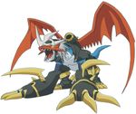  00s armor bandai claws creature digimon digimon_adventure_02 dragon fangs full_armor imperialdramon monster muscle no_humans official_art open_mouth scan tail wings 