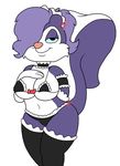  2016 anthro breasts clothing digital_media_(artwork) female fifi_la_fume fur hair looking_at_viewer maid_uniform mammal mr.under purple_hair ribbons simple_background skunk smile solo tiny_toon_adventures uniform warner_brothers white_background white_fur 