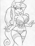  2016 anthro anthrofied breasts cleavage clothed clothing corset equine female friendship_is_magic horn king-cheetah legwear lingerie mammal monochrome my_little_pony panties princess_cadance_(mlp) sketch solo stockings underwear winged_unicorn wings 